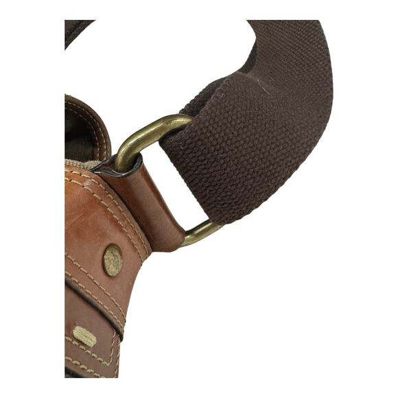 FOSSIL 54 Men Brown Canvas Genuine Leather Adjustable Strap Messenger Bag - Picture 7 of 15